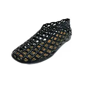 Women's Slip-On Jelly Flats DS-109 Comfortable Fit for Everyday Wear Spring Summer Casual Outings Soft Running Active Black comfy sandal Patchwork Arch Support Trendy Breathable Boneless Sandals Mesh Walking Shoes Footwear Girl
