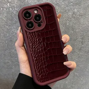 Luxury Burgundy Crocodile Pattern Phone Case for iPhone17Pro Max/11/12/13/14/15Pro/16Pro Plus for Samsung Galaxy S26 Ultra/S25/S24/S23/S22Plu sPrecise craftsmanship, tight fit, comprehensive protection4