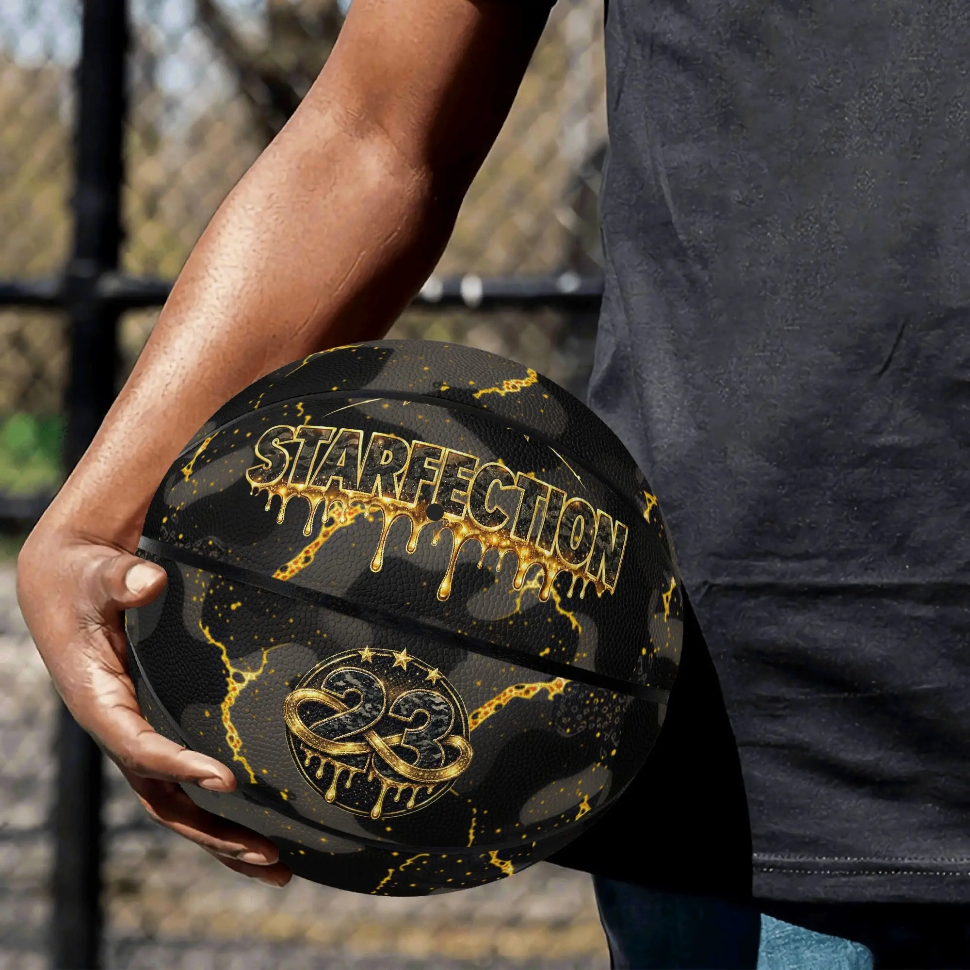 Gold League Leather Basketball with All-Surface Composite Cover for Pro-Level Performance