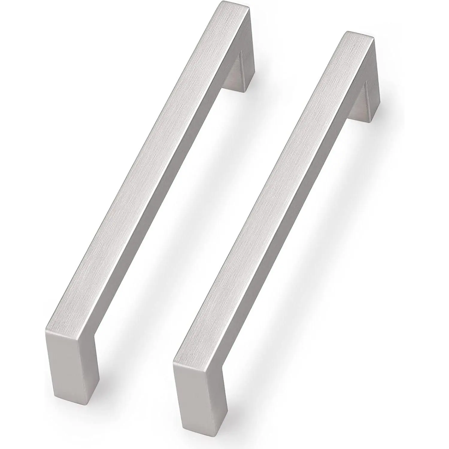 5 Inch Stainless Steel Cabinet Handles 10 Pack, Modern Kitchen Cupboard Handles 5 Inch Holes Centers Cabinet Drawer Pulls Brushed Nickel 5.5 Inch Total Length
