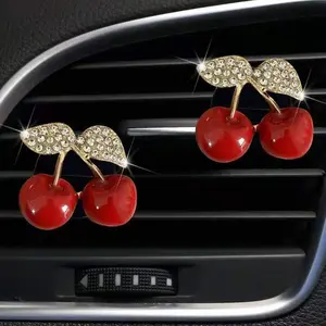 Alloy Cherry Car Air Freshener Clip, Car Ac Vent Holder, Perfume Clip Decorative Item, Car Interior Accessory, Automotive Fragrance Dispenser, Car Interior Diffusers