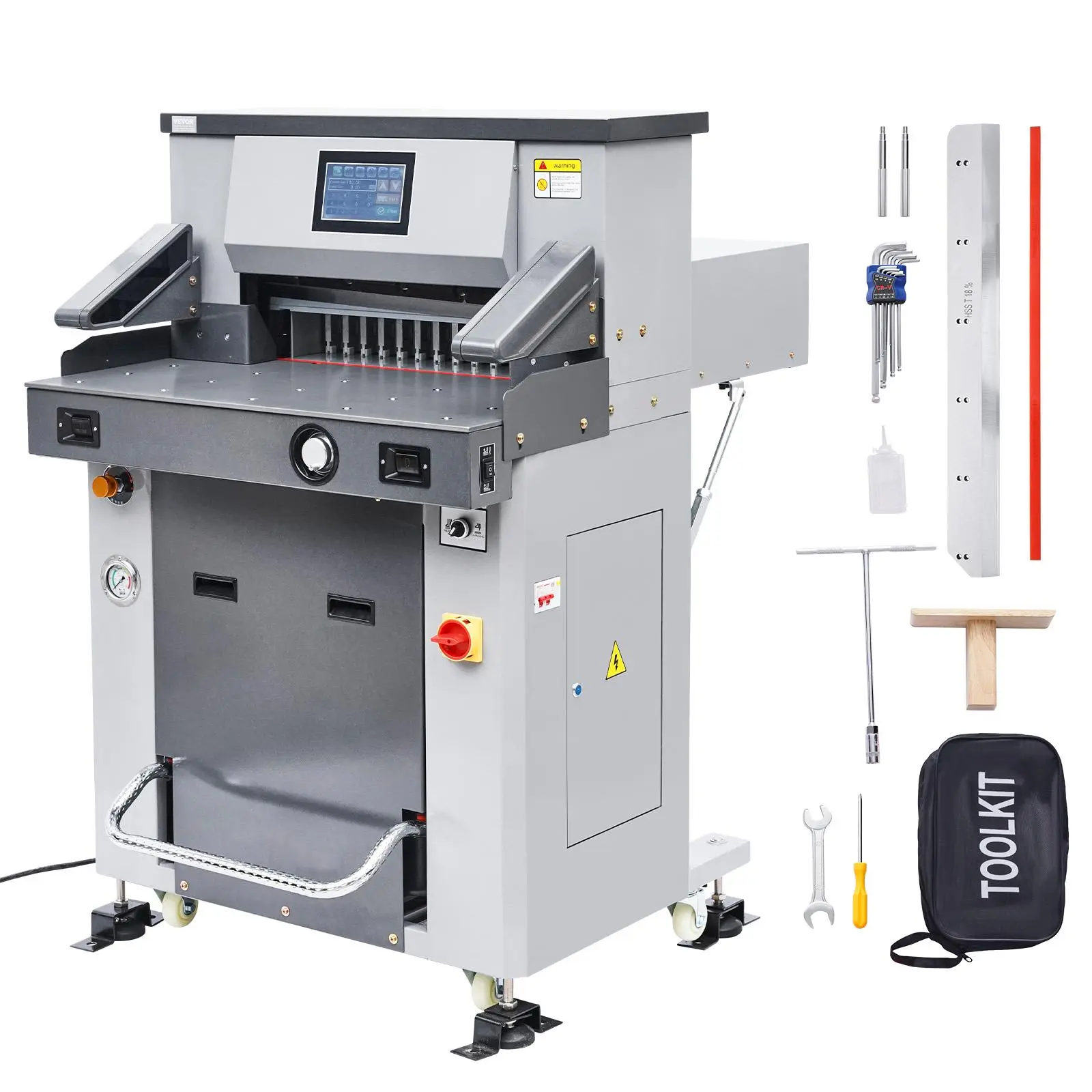 【Summerfinds】VEVOR 220V Electric Hydraulic Paper Cutter, 2500W Heavy-Duty Cast Iron Trimmer for Copy Paper, Auto Feed, 20.2in Width, 3.1in Thickness, 515x80mm Capacity, Touch Screen, Infrared Function, Casters, High Prec Hydraulic Cut