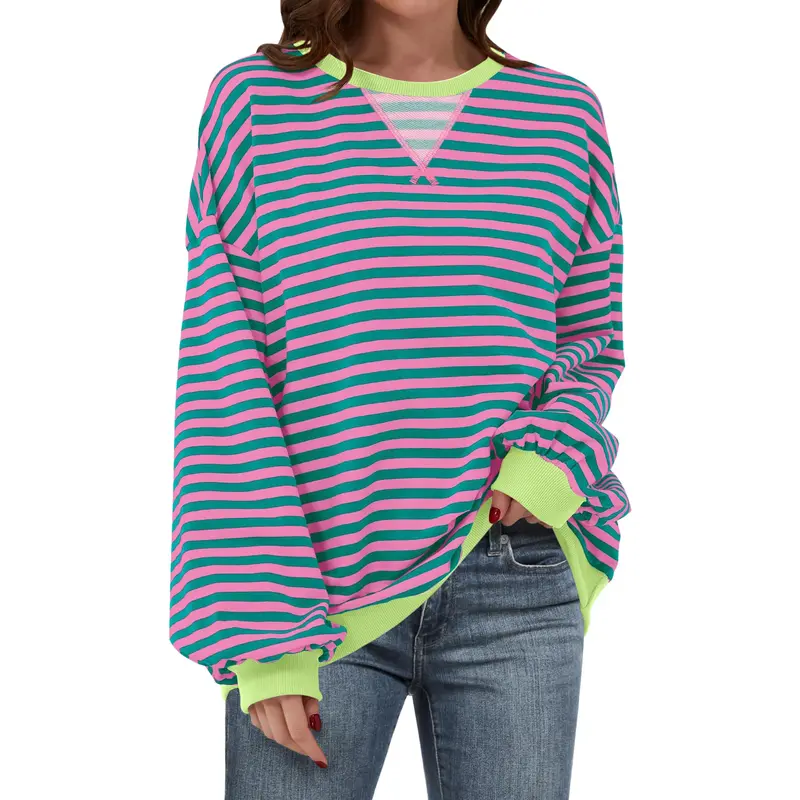 ANRABESS Women Striped Oversized Sweatshirt Long Sleeve Crewneck Hoodies Shirts 2026 Fall Pullover Top Trendy Preppy Clothes Casual Tops Loose Fit comfort hoodies Womenswear
