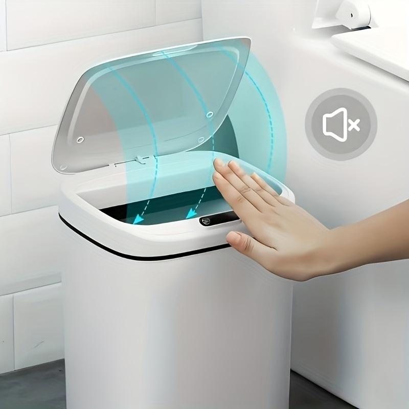 Motion-Activated Smart Trash Bin for Bathrooms, Featuring a Lid And Touchless Operation. Its Minimalist Design Makes It Ideal for Home, Kitchen, Office, Bathroom, And Outdoor Settings, Providing an Effective Solution for