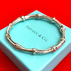 Pre-owned Tiffany & Co. Sterling Silver 925 (Ag925) Small Leather Goods Tiffany&Co. Bamboo Silver 925 Bangle