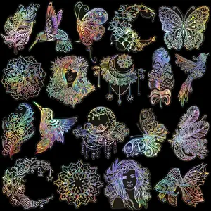 80pcs Holographic Stickers - Transparent, Reusable, Self-Adhesive, Suitable for Glass Surfaces, Holographic Effects | Iridescent Finish