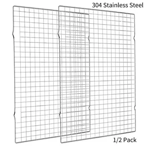 Cooling Rack for Baking 1/2-Pack, 16x8 Inches 304 Stainless Steel, Thick Wire Cookie Rack, Oven Safe, Fits Half Sheet Pan