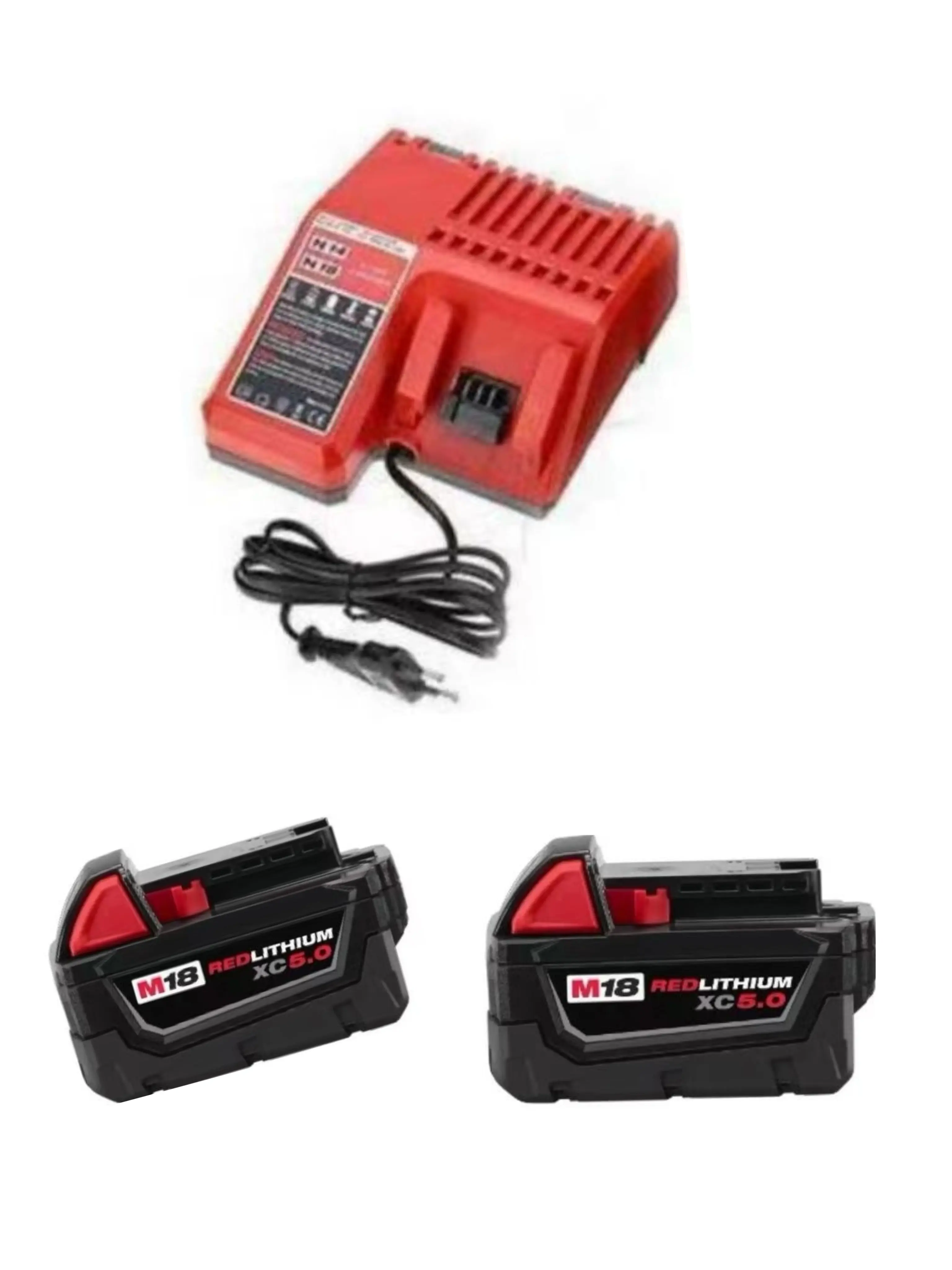 For Milwaukee M18 Series Lithium Fast Charger Set, 5.0Ah Batteries Built-In, High-Capacity Cordless Tool Accessory with Consistent Power Output
