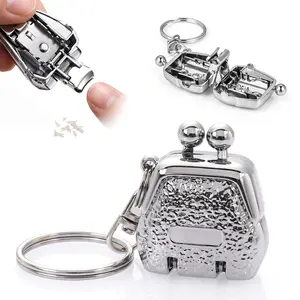 Portable Cute Bag-Shaped Mini Nail Clipper Keychain, Mini Stainless Steel Fingernail Cutter with Keyring, Compact Nail Care Tool for Daily Use