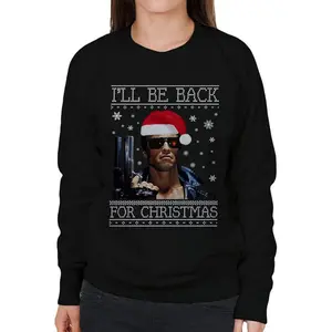 Ill Be Back for Christmas Terminator Knit Women's Men Sweatshirt, Funny Christmas Movie Ugly Xmas Sweater