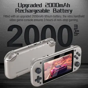 M17 Retro Handheld Game Console 4.3 Inch LCD Screen Built-in 128GB Card 20000+ Classic games Video Game Console Emuelec System Retro Video Gaming Console 20+ Classic Simulators-Silver