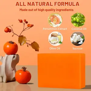 All Natural Persimmon Soap Bar Odor Control Gentle Degreasing with Olive Oil & Coconut Oil for Men Women