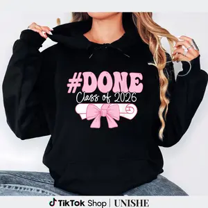 Class of 2026 Graduation Hoodie – Unisex 100% Senior Bowknot Long Sleeve, Cozy and Cute