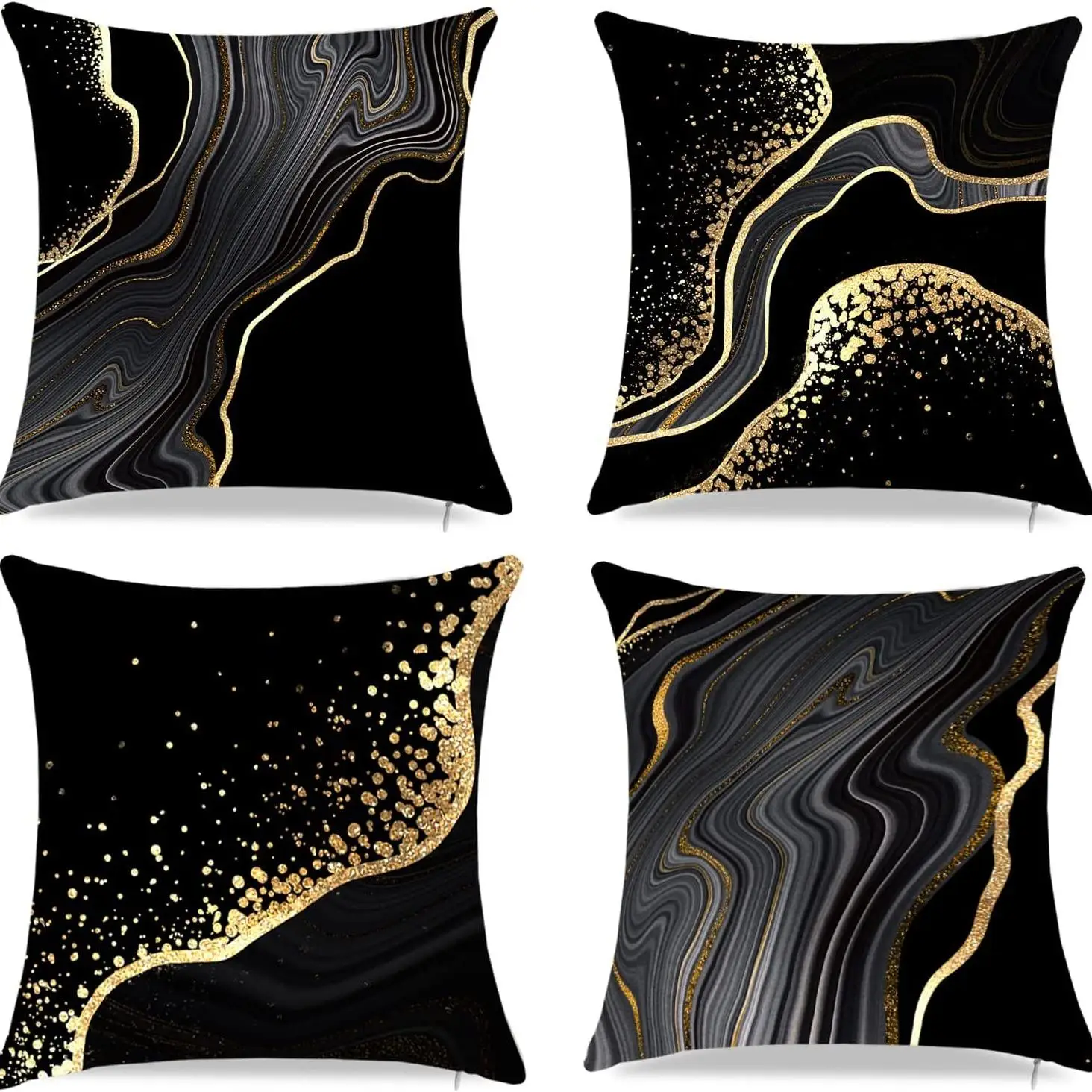 Abstract Line Pattern Throw Pillow Case, 4pcs/set Couch Cushion Cover, Square Pillow Cover without Filler for Home Office Living Room Bedroom