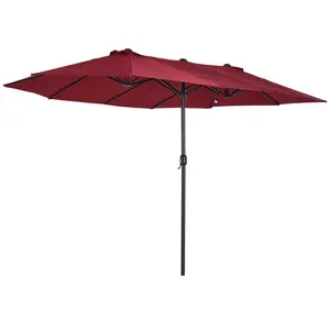 Shade Umbrella 15 Foot Patio Umbrella Lightweight Crank Control Strong Steel Frame 12 Ribs For Wind Support Fits Pool Chairs Or Dining Table