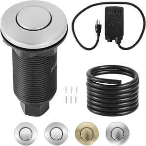 VEVOR Garbage Disposal Air Switch Kit, Dual Outlet Sink Top Air Switch for Food Waste Disposal, 2.5-inch Chrome-Plated Stainless Steel ON/OFF Air Push Button, Suitable for Stainless Steel CountertopsVEVOR Super Brand Day