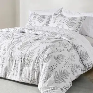 PHF 7/3 counts/set Comforter Set, Reversible Botanical Bedding Set Includes Comforter, Pillow Shams, Flat Sheet, Fitted Sheet, and Pillowcases, Gifts