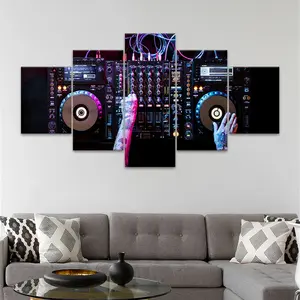 5 Counts Unframed Canvas Poster, Dj Mixer Console Poster, Exquisite Poster, Perfect Living Room Decoration, Modern Art, Fashion Family Poster, Wall Art Decoration, Odorless, Waterproof, Artwork, Unframed Art Print, Modern Cool Design