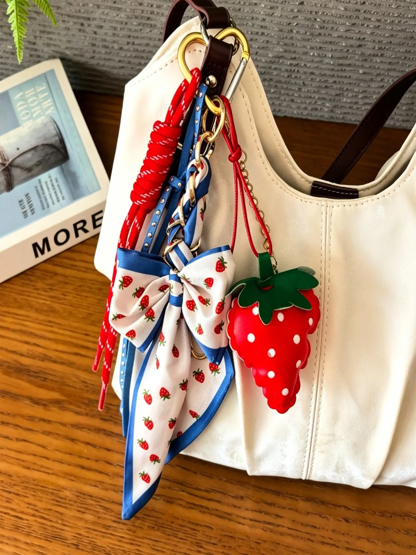 Boho Style Scarf Bow Keychain, Leopard Print Mini Bag Charm, Heart Clasp, Strawberry Lemon Flower Cherry Star, Women Girls Backpack Wallet Accessory, Purse Accessories Charm, Backpack Charms, Charms For Bags, Girly Purse Accessories, Charms For Purses