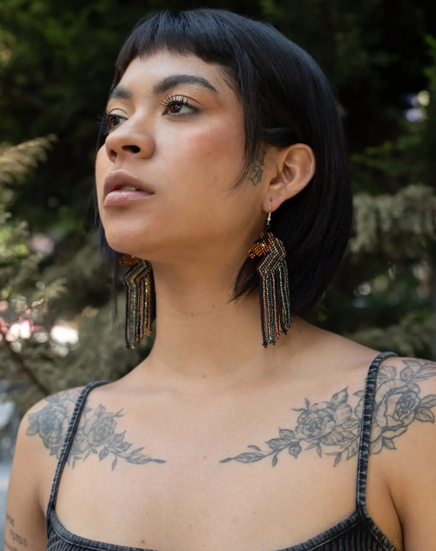 Brandy - Native Beaded Llama Earrings in Boho Brown - Handmade by Huichol Artisans - Mother Sierra
