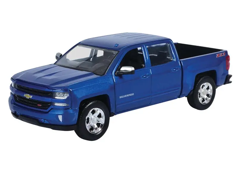 New 2017 Chevrolet Silverado 1500 LT Z71 Crew Cab Blue (Timeless Legends) Diecast Metal Model Truck - 1:27 Scale Fit, Motormax 79348BL, Die Cast Vehicles, Model Cars