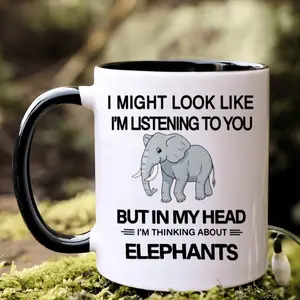 1pc Funny Elephant Ceramic Mug 11oz - Humorous Coffee/Tea Cup, Ideal Gift for Animal Lovers, Unique Present for Christmas, Birthdays, Daily Use - Decorative Novelty Mug for Home & Office Ceramic Drinkware