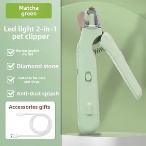 2-in-1 pet nail clipper and grinder, dog nail clipper trimmer, ultra quiet electric nail set, rechargeable, suitable for trimming toes and claws of dogs and cats of all sizes