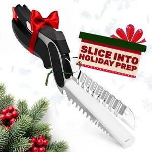 Cutting Board Scissors for Food – 6-in-1 Kitchen Food Scissors with Ribbed Blade, Automatic Spring & Safety Lock, Dishwasher Safe – Kitchen Shears for Easy Slicing of Meat, Fish, Veggies Fruits, Bread