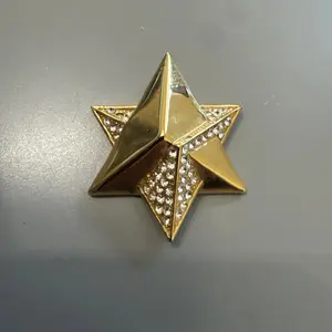 3D Star Of David Gold Tone Cubic Zirconia Pendant ONLY. Jewish Israel Hebrew