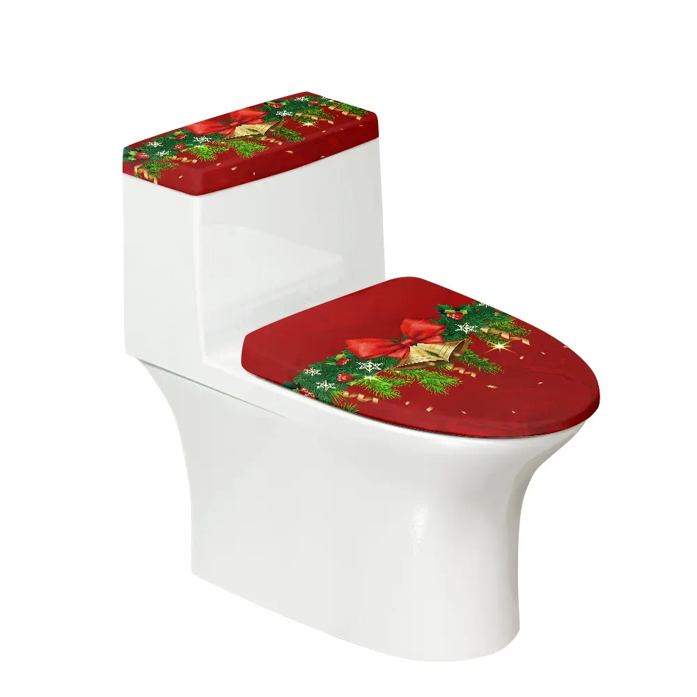 2-Pack Christmas Soft Toilet Seat Cover Set - Stretchy, Durable, Washable, Fits Most Round & Elongated Toilets - For Homeowners - Keeps Bathroom Clean, Ideal for Holiday Gathering, Winter Home Decoration, Room Decorations