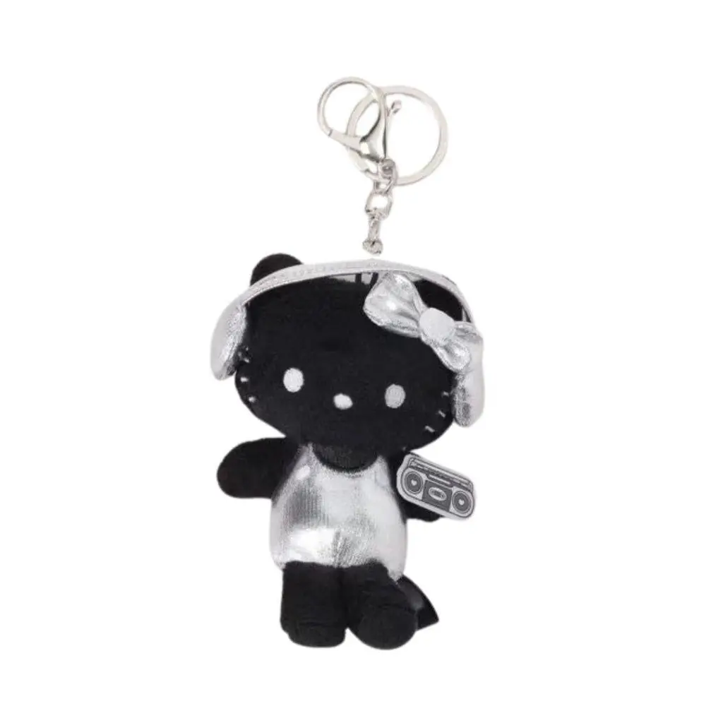 Black Rock Style Cartoon Cat Keychain, Cute Collectible Character Charm, Everyday Accessory for Bags and Keys, No Warning Applicable, Bag Accessories, Collectible Item, Character Form