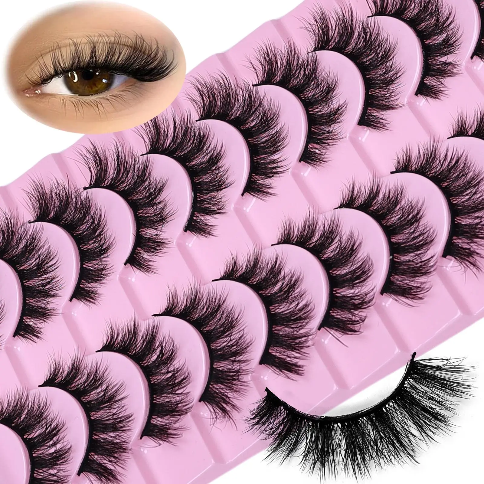 10 Pairs 3D fluffy false eyelashes Makeup for dramatic fake eyelashes Messy False Eyelashes Fluffy Thick Lashes