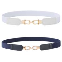 Horseshoe buckle White+Navy blue