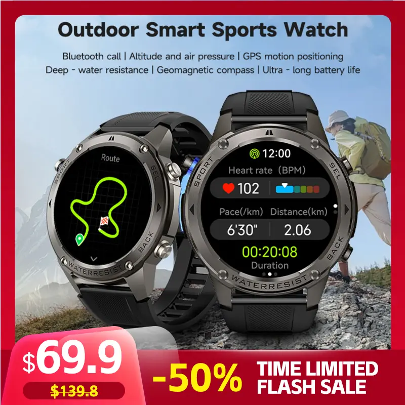 BOZLUN GPS Smartwatch Dual Band Six Star Positioning 170+ Sports Modes AMOLED Display 10 Days Battery 5ATM Waterproof Bluetooth Fitness Adventure Call Watch GPS Trajectory Wearable Swimming Posture Recognition Smartphone Charging Wristwatch Workout, Scree