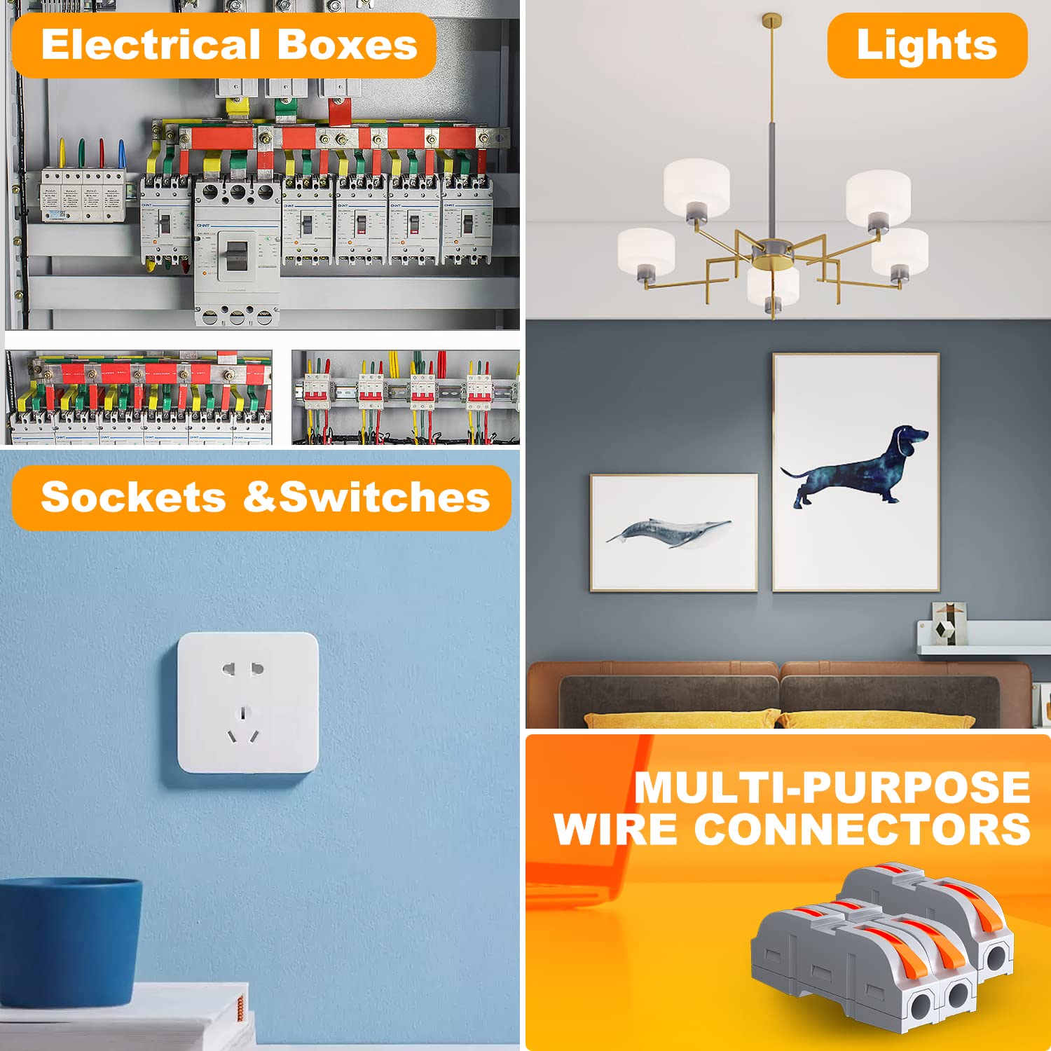 RVBOATPAT 50 PCS Wire Connectors Kit, 1 to 1 Inline Electrical Lever Wire Connectors Nuts Push-in Quick Conductor Combination Compact Splicing Connectors 28-12 AWG