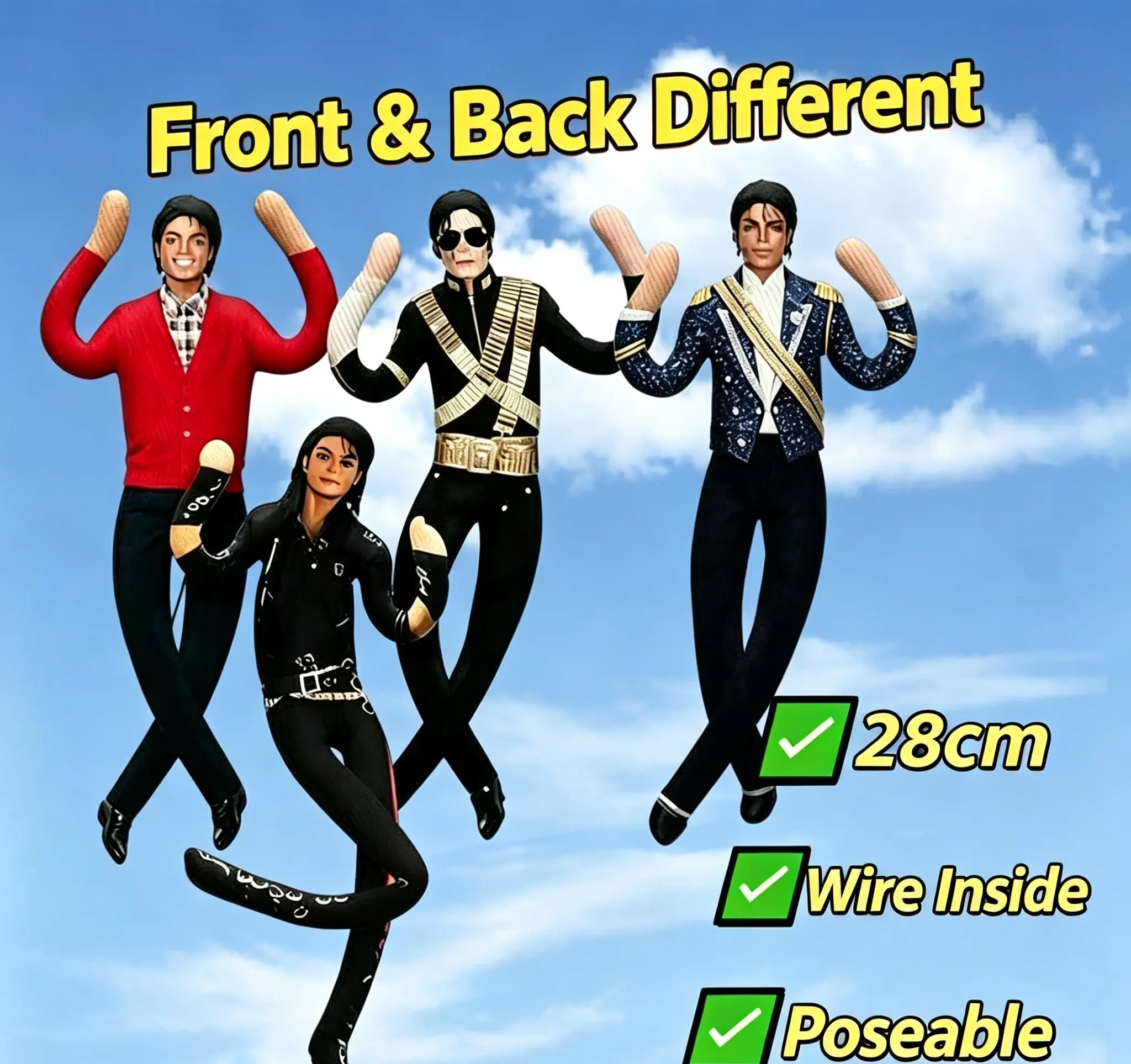 4pcs Michael Jackson Doll - MJ Doll with Poseable Joints, Collectible Abstract Humanoid Figurine, Home Decor Toy, Role Play Collectors' Gift