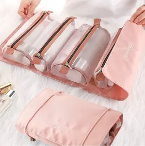 Any Moment Roll Up Makeup Bag, 4-in-1 Foldable Toiletry Bag for travel, Large Capacity Removable Storage Bag, Storage Organizer, Cosmetic Bag