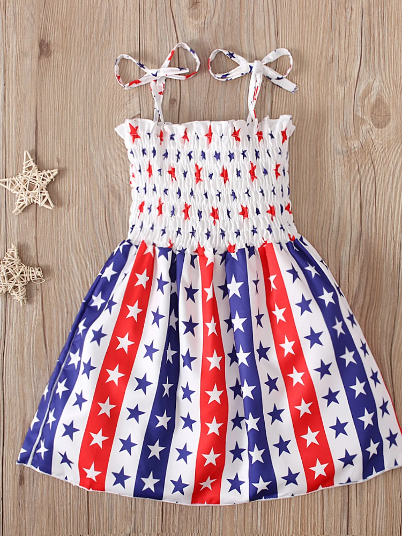 Girls' Summer Slim Dress with American Flag Independence Day Print, Adjustable Straps, Casual Style, Perfect for Warm Weathe Trendy Casual Wear