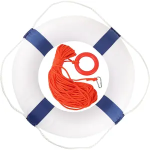 20" Foam Life Preserver Ring with 98.4ft Floating Lifesaving Rope, Throwable Flotation Device, Safety Float Buoy for Pool Boat Swimming Water Rescue and Decoration