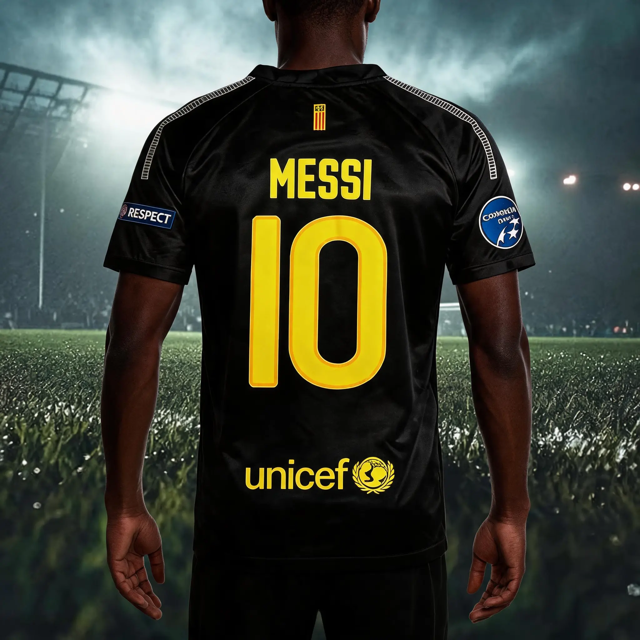 1112 Away Black Short Sleeve No. 10 Leo Messi Soccer Jersey Championship Edition