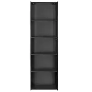 ZENY 5-Shelves Narrow Bookcase Small Open Modern Bookshelf Adult Kids Storage Organizer Black