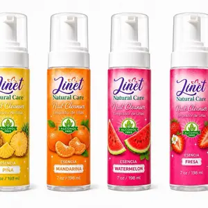 Linet Manicure Nail Cleanser Box Set 4 Units with Strawberry Pineapple Mandarin Watermelon Scents for Nails Alcohol Free Polish