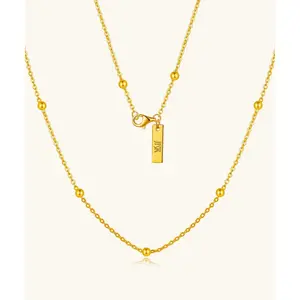 24K Yellow Gold Satellite Chain Necklace - 1mm
