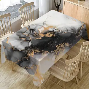 Abstract Marble Pattern Tablecloth, Stretch Tablecloth, Rectangular Tablecloth, Table Decoration Supplies for Home Kitchen Dining Room Wedding Party