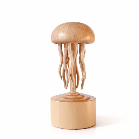 BAI GU UNCLE Traditional Artistic Handmade Self-healing Wooden Mechanical Jellyfish Decor Figurine Ornaments, Decorative Living Room Ornaments, Room Decor Statue, Artful Home Décor, Festive Christmas-Birthday Gift