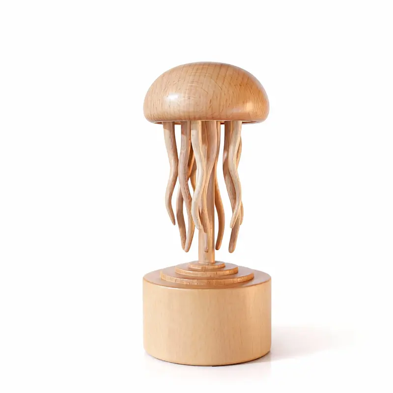 BAI GU UNCLE Traditional Artistic Handmade Self-healing Wooden Mechanical Jellyfish Decor Figurine Ornaments, Decorative Living Room Ornaments, Room Decor Statue, Artful Home Décor, Festive Christmas-Birthday Gift