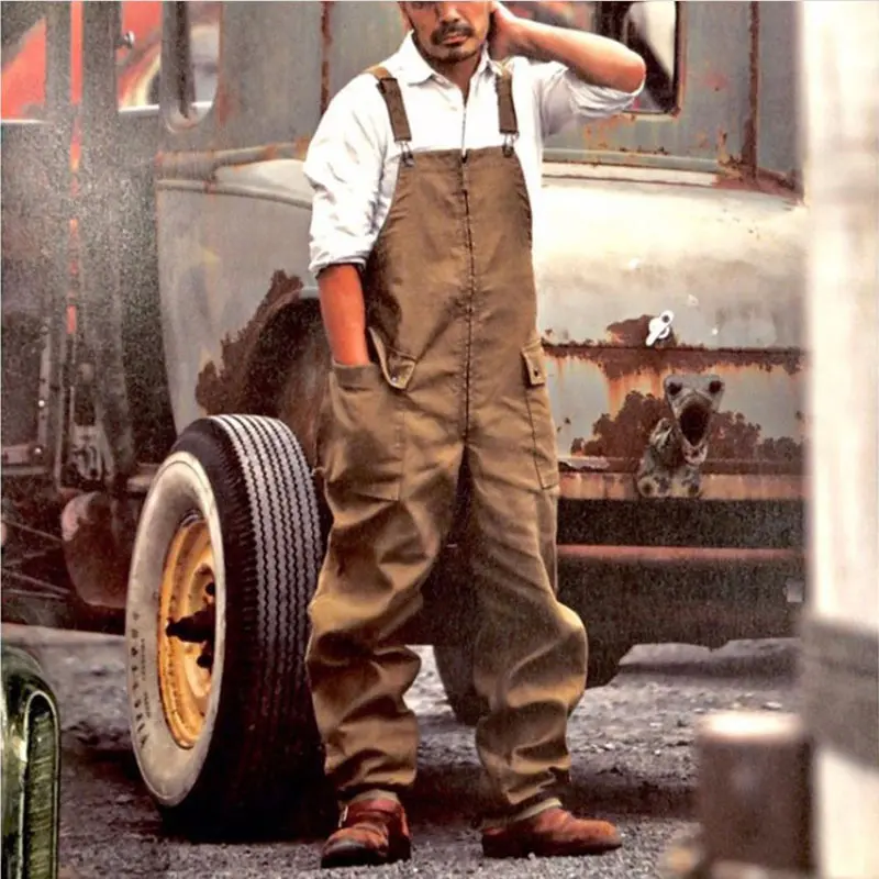 Men's Euro-American Vintage-Style Cargo Overalls – 2026 New Loose-Fit Plus-Size Casual Bib Pants Menswear Suit