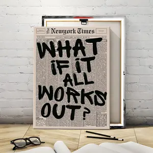Trendy What If It All Works Out Poster, Newspaper Wall Art, Black and White Print, Fashion Home Decoration Poster,Art prints