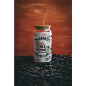 Nightmare Before Coffee Glass