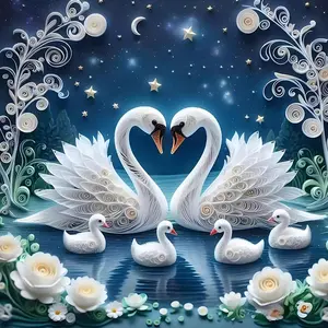 5D DIY Diamond Arts Colorful Painting Kit, Swan Pattern Diamond Arts Colorful Painting without Frame, Handmade Craft Wall Art Decoration